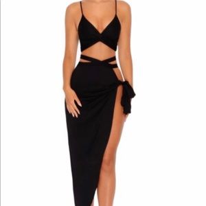 Oh Polly Slit to Kill Knotted two piece dress
